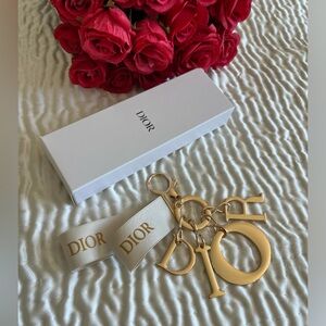 Dior Key Holder bag charm with Ribbon